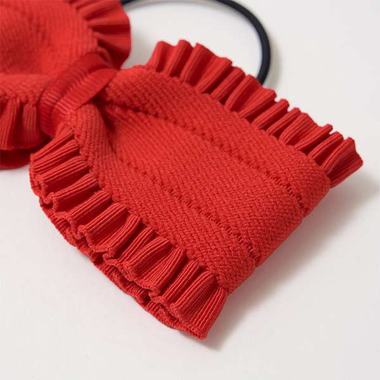 Frill Ribbon Hair Tie,Red, large image number 9
