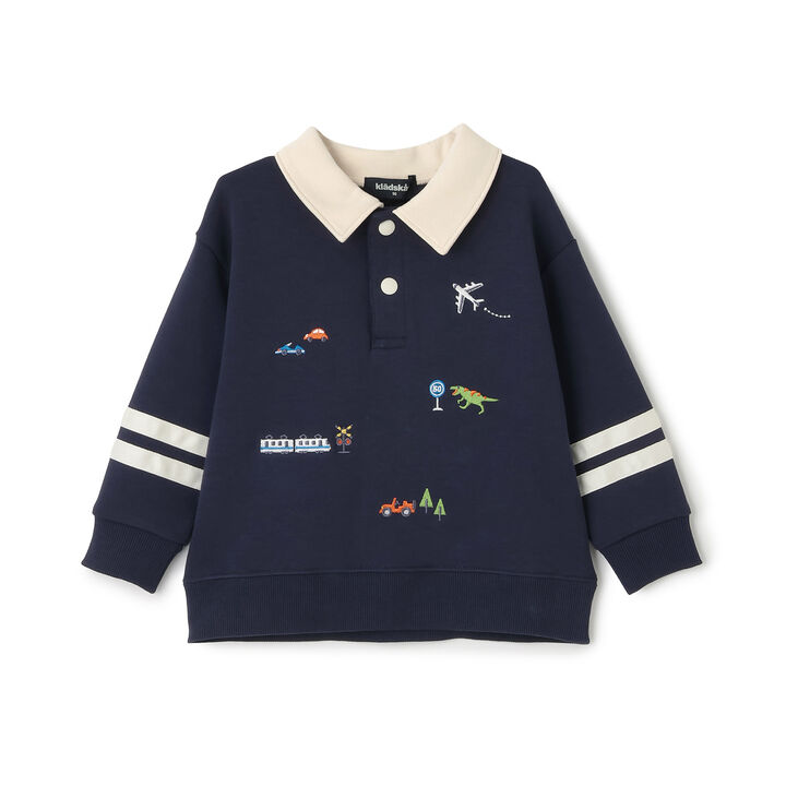 Working Vehicles and Dinosaur Polo Sweatshirt,, medium