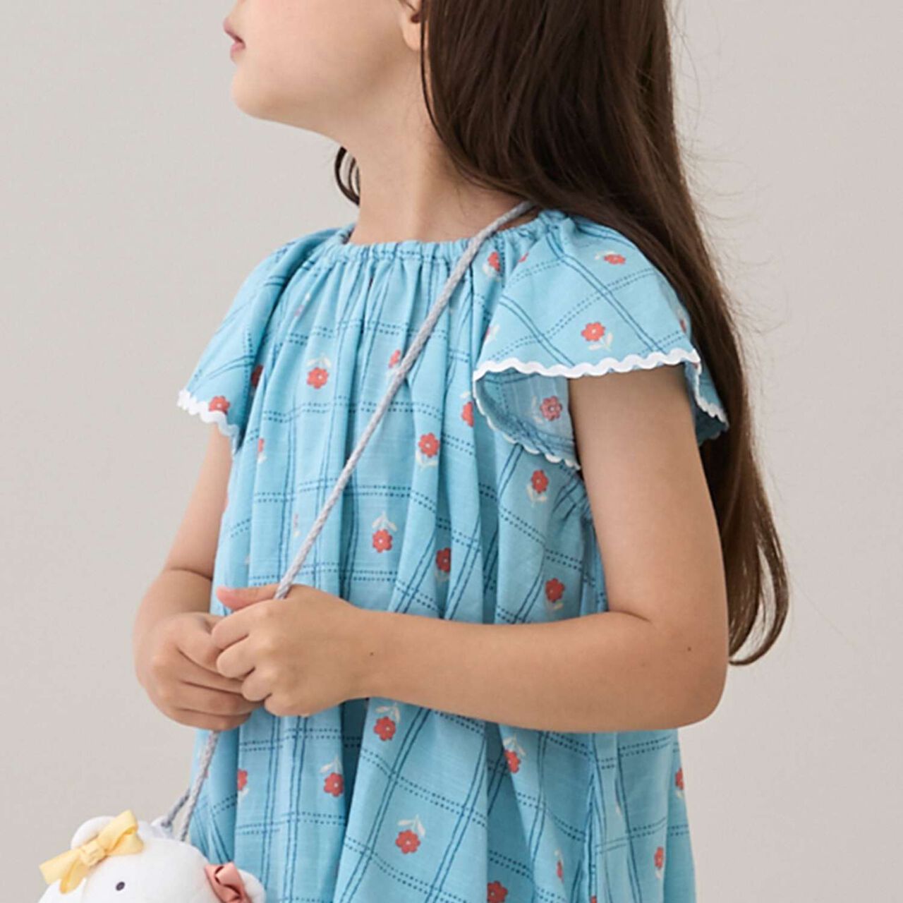 [Link] Cotton Rayon All-Over Pattern Short-Sleeve One-Piece Dress,Black, large image number 3