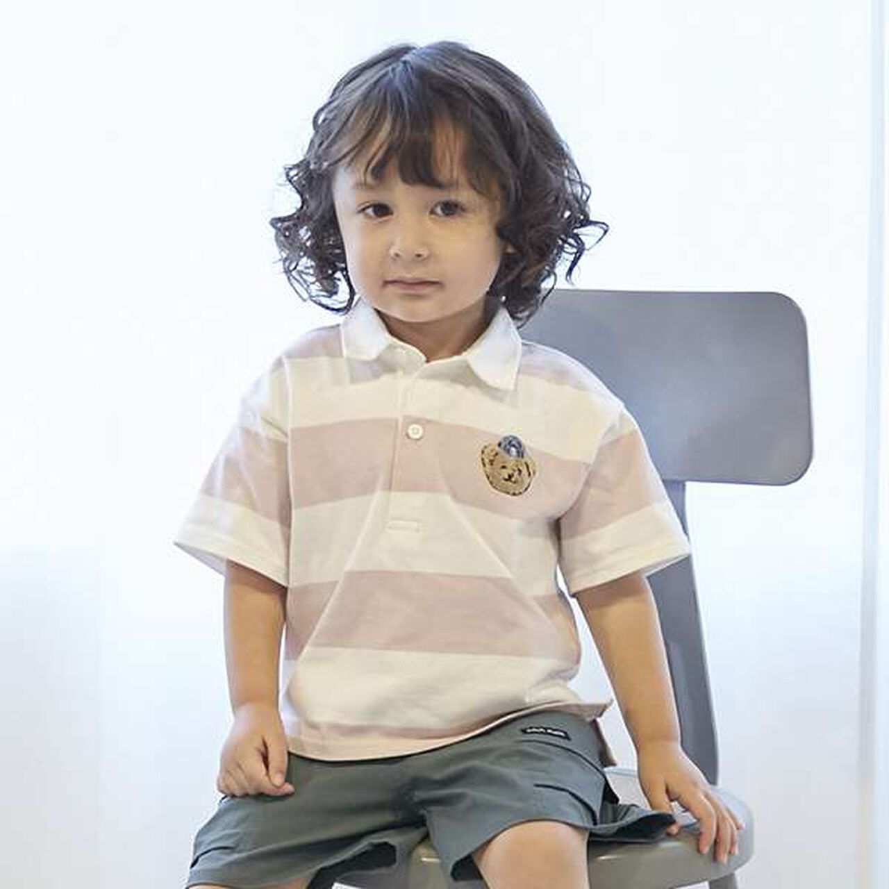 [Link] Wide Stripe Rugby Shirt (Kids),Moderate blue, large image number 18