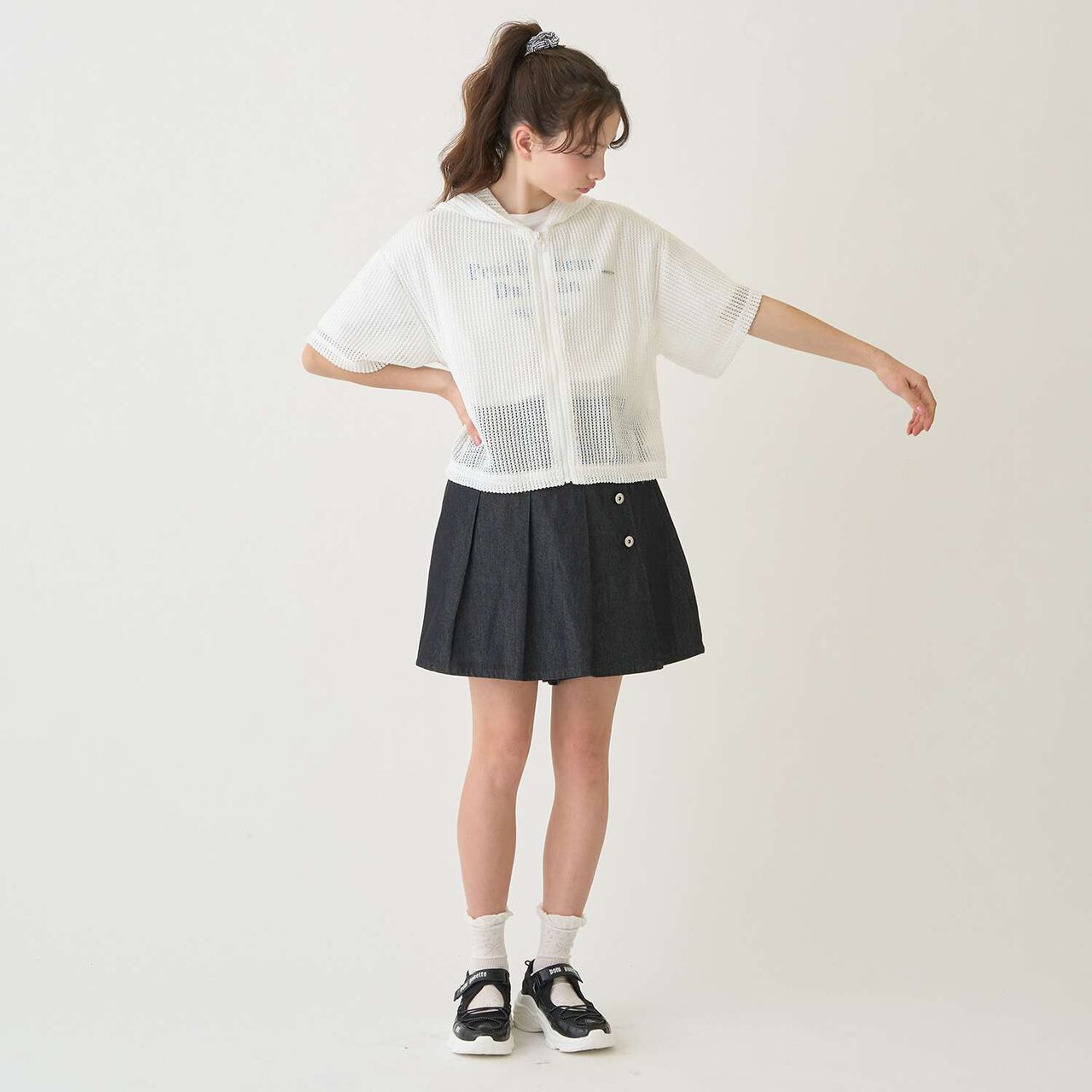Mesh Parka & T-Shirt Set,Off white, large image number 14