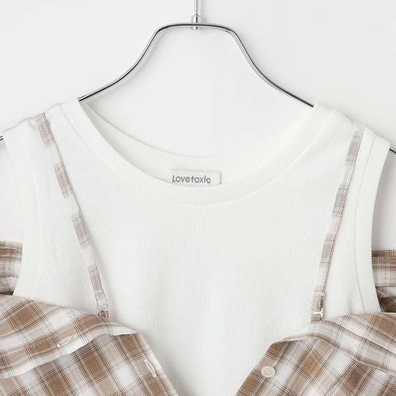 2 WAY Checkered Shirt Set,Black, large image number 7