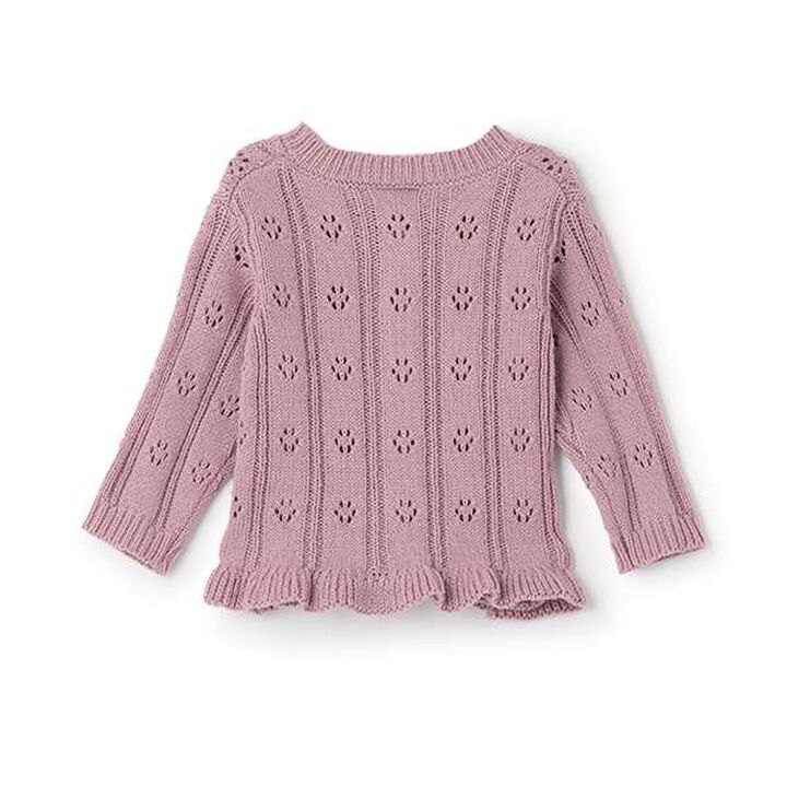 Hem Frill Knit Cardigan,Light pink, medium image number 1