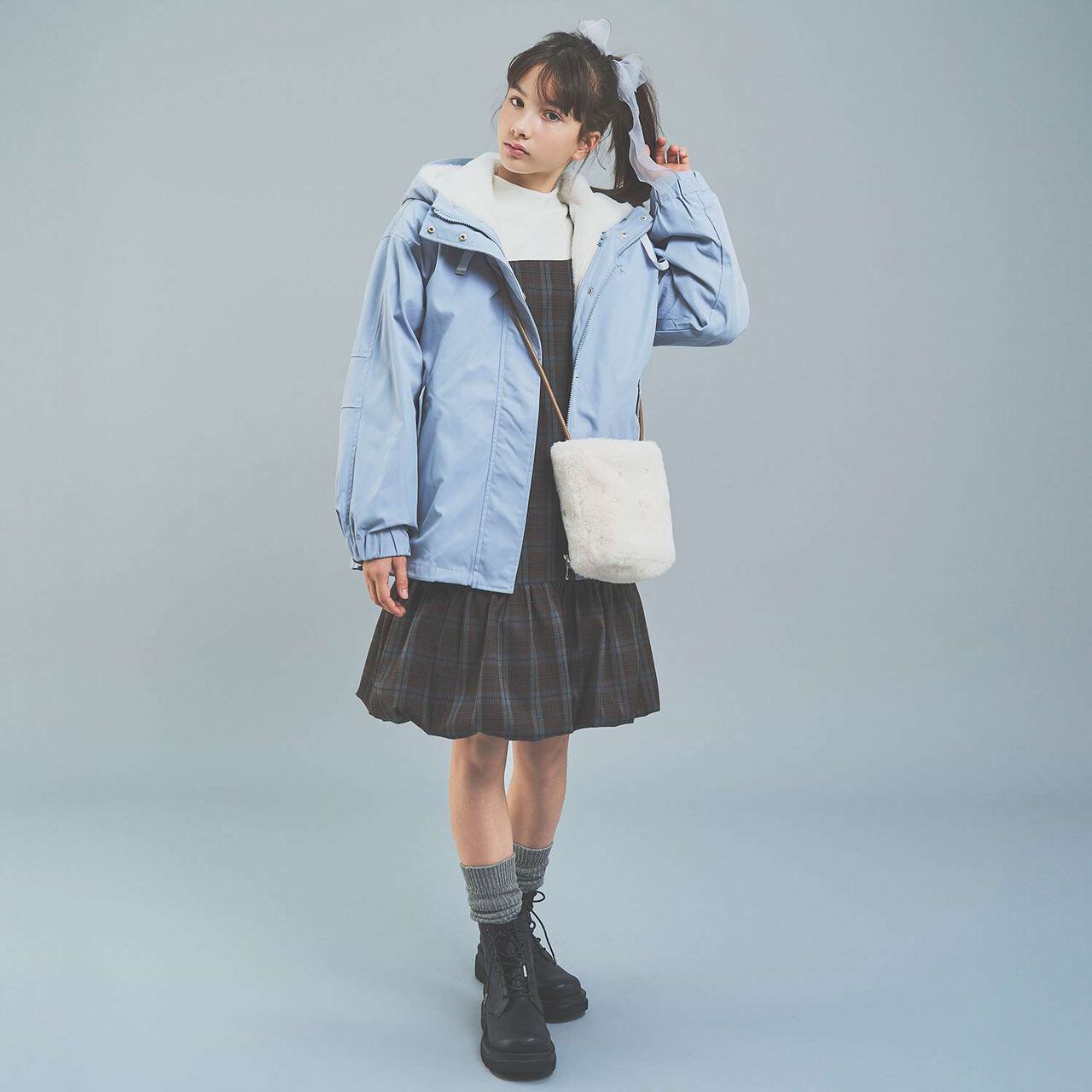 Faux Fur Mini Shoulder Bag,Ivory, large image number 12