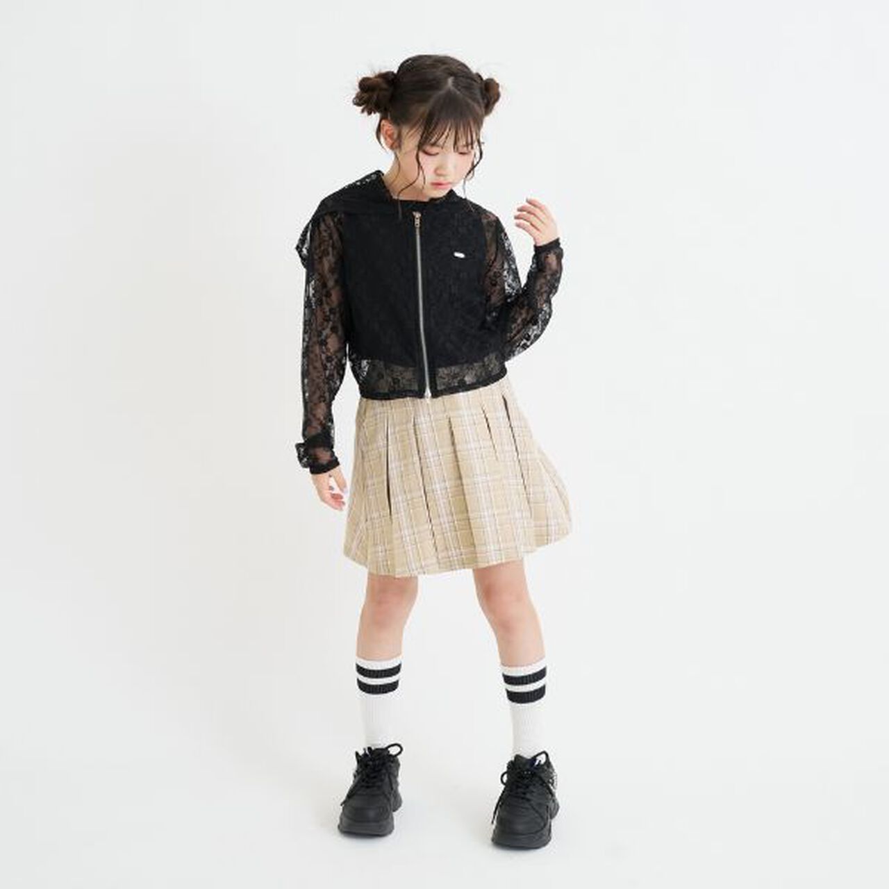 Lace Hoodie + Tank Top Set,Black, large image number 14