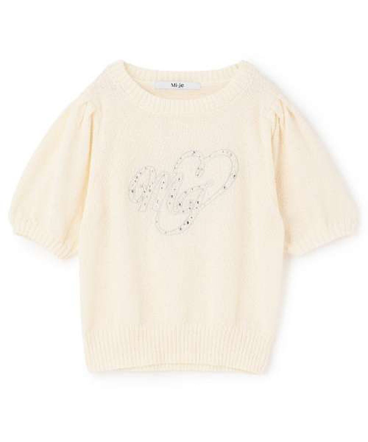 Jewel Logo Short-Sleeve Knitwear,Ivory, large image number 7