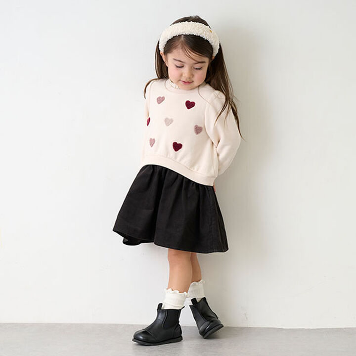 Heart Embroidery Color Block One-Piece Dress,Black, medium image number 15