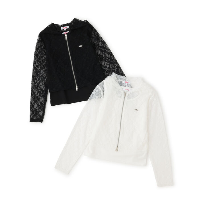 Lace Hoodie + Tank Top Set,Black, medium image number 10