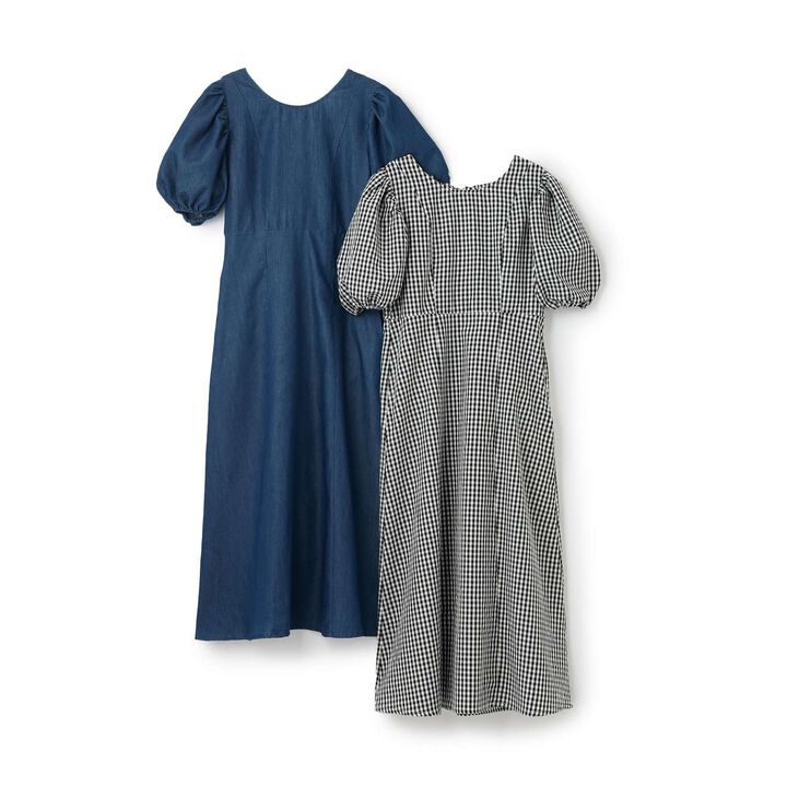 [Parent-Child Matching] Puff Sleeve Peplum One-Piece Dress,Black, medium image number 7