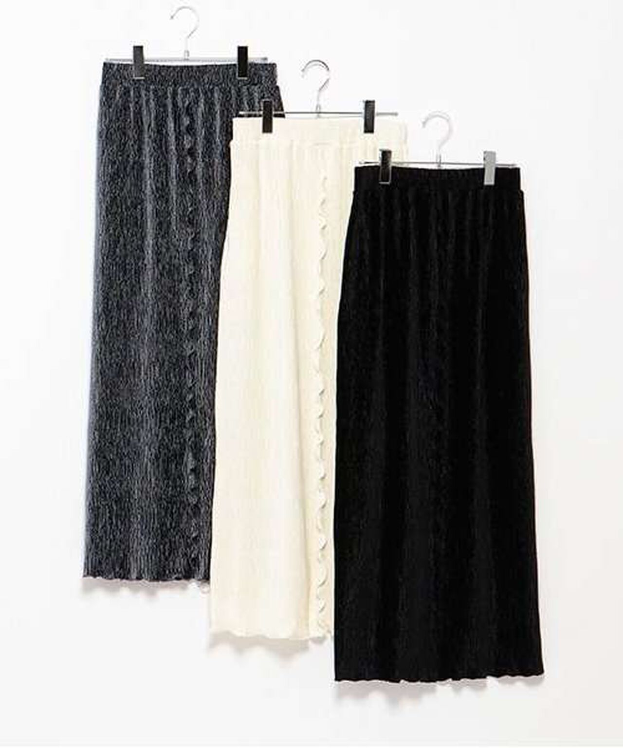 Velour Pleated Skirt,Blue gray, large image number 16