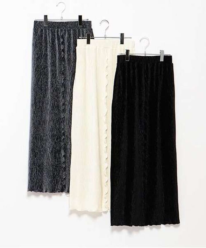 Velour Pleated Skirt,Blue gray, medium image number 16