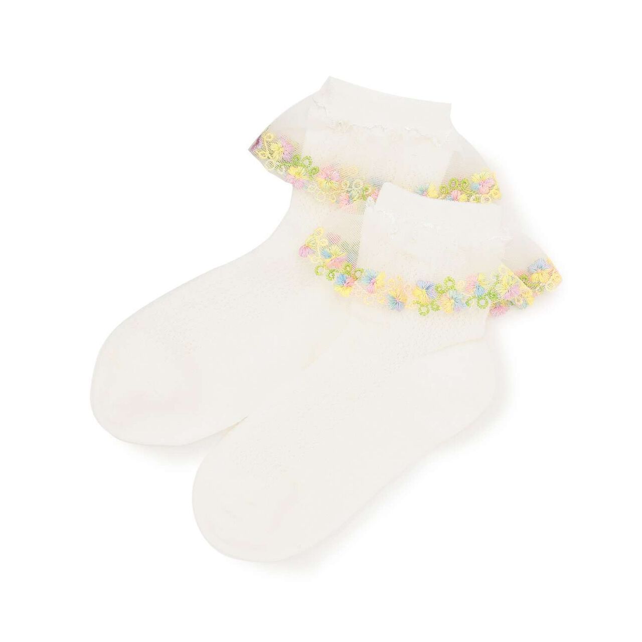 Flower Tulle Socks,Yellow, large image number 4