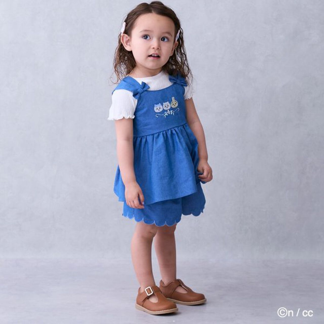 [Chikawa] Embroidered Peplum Blouse,Sax blue, large image number 1