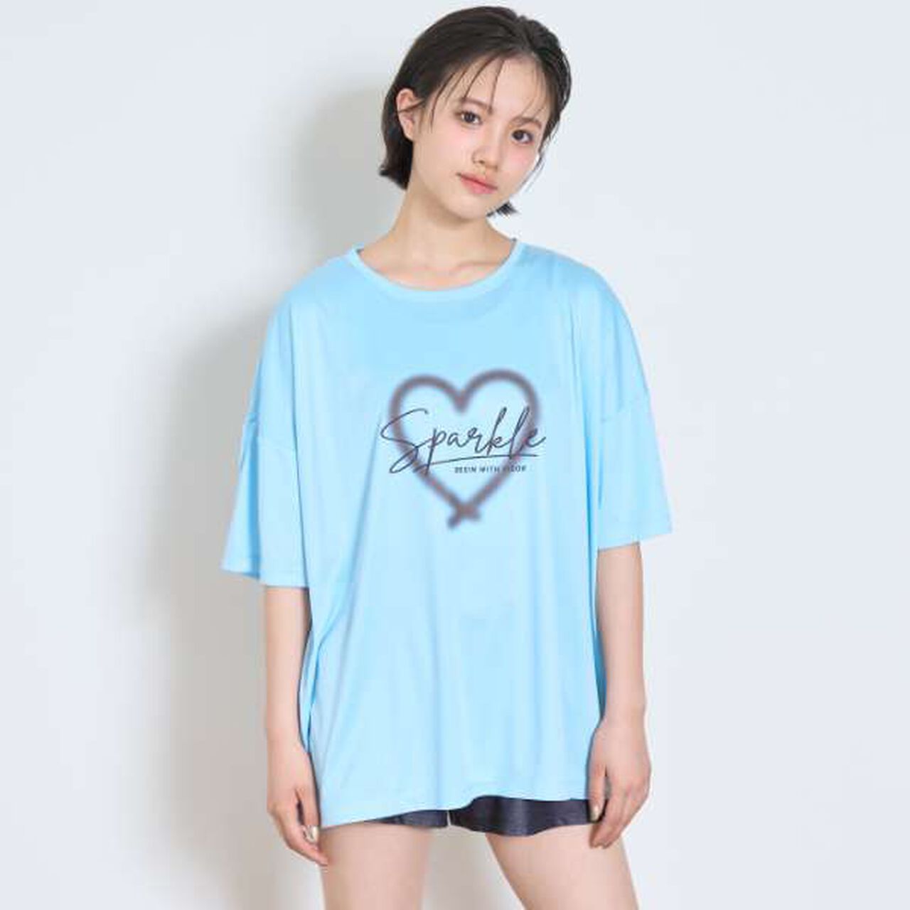 [SWIM] Spray Print Rash T-Shirt,Black, large image number 1