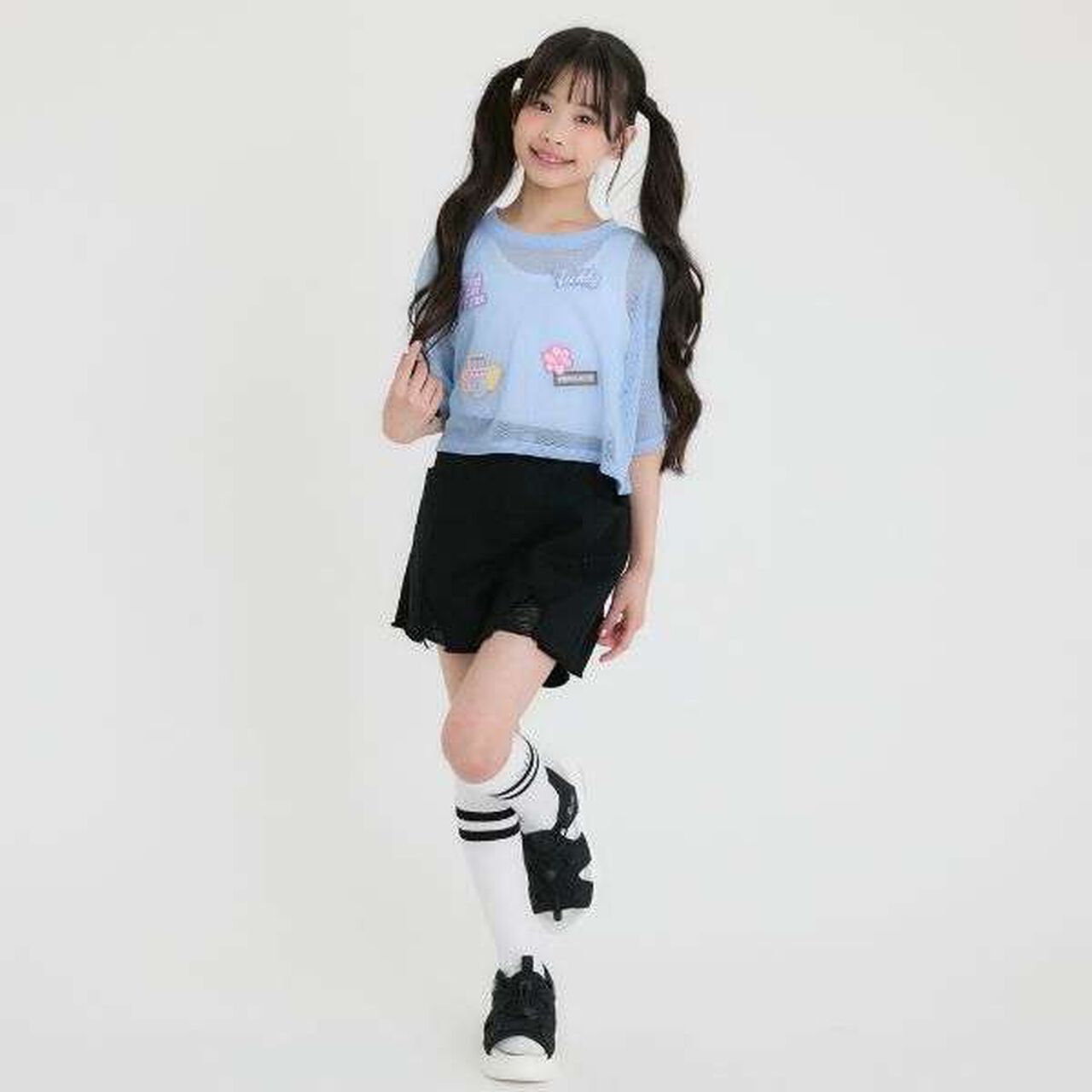 [Cool Touch Inner Only] Patch Mesh Short-Sleeve T-Shirt & Tank Set,Black, large image number 20