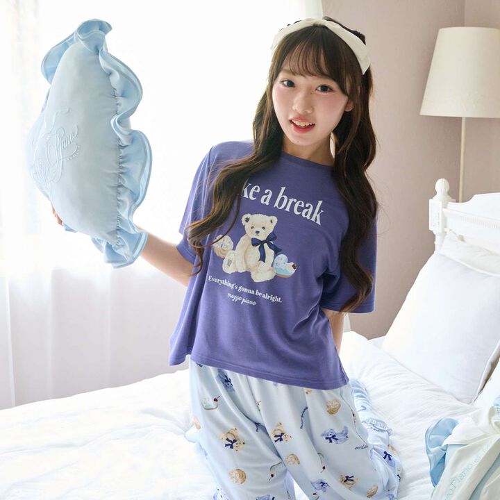 [接觸涼感] 混款圖案居家服組合,淡藍色, medium image number 1