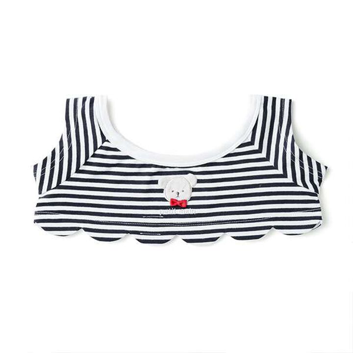 petit main × LOVOT Scallop Trim Stripe Pattern T-Shirt,Navy, medium image number 5