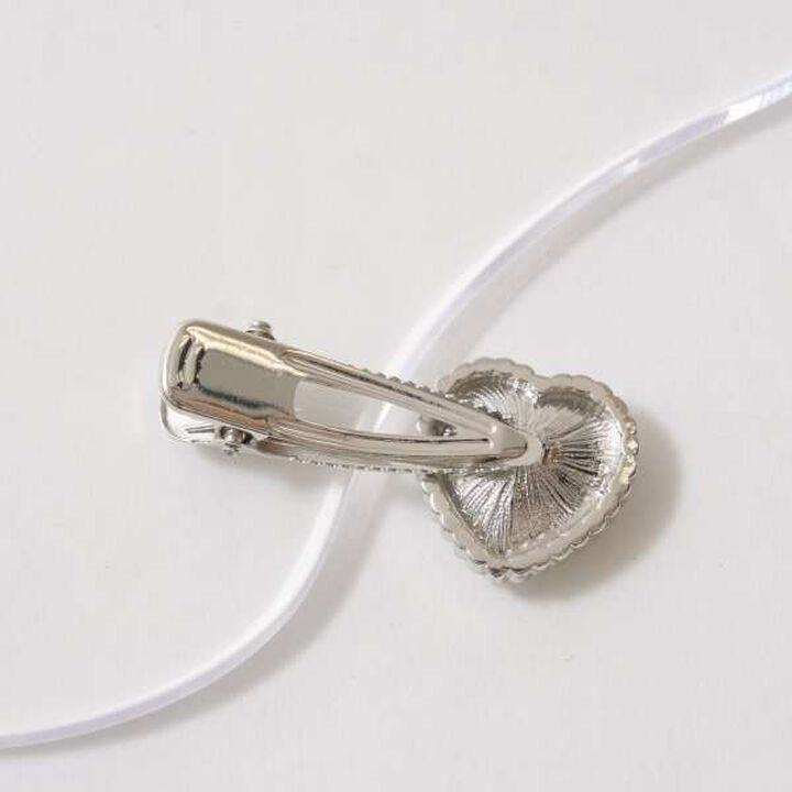 Sparkling Heart Hair Clip,Silver, medium image number 6