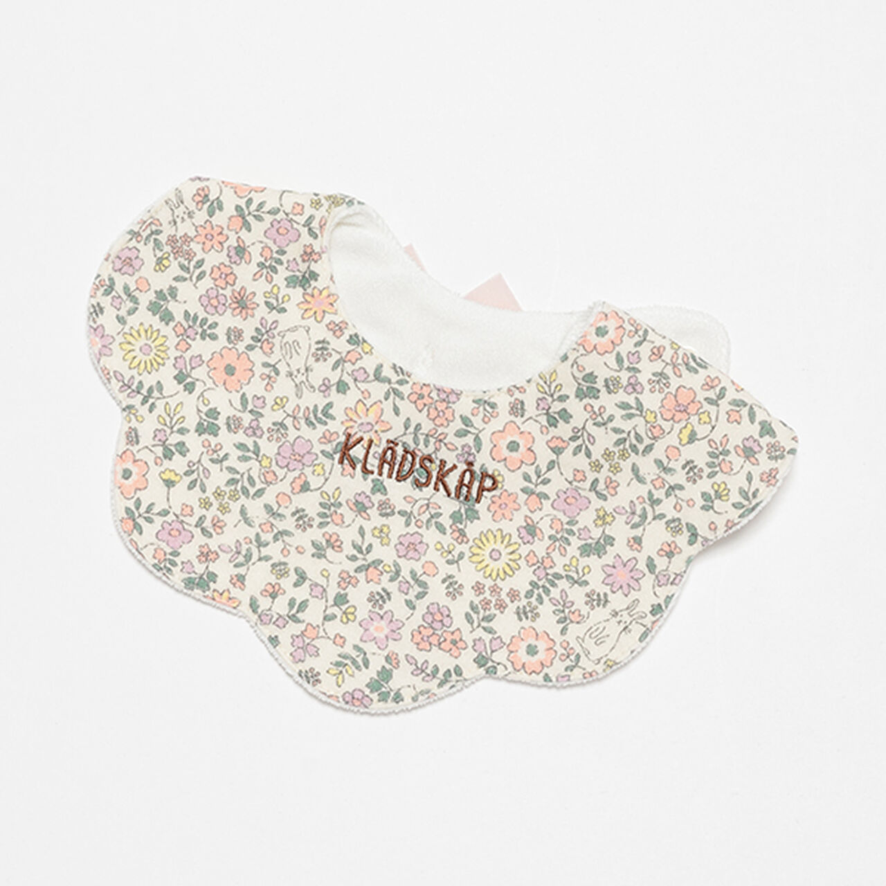Floral Pattern Scallop Trim Bib,Light pink, large image number 2