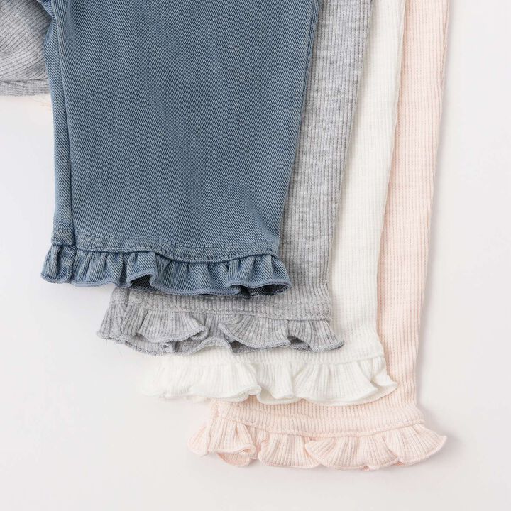 [Cool Touch] 3/4 Length Hem Frill Leggings,Sax blue, medium image number 3