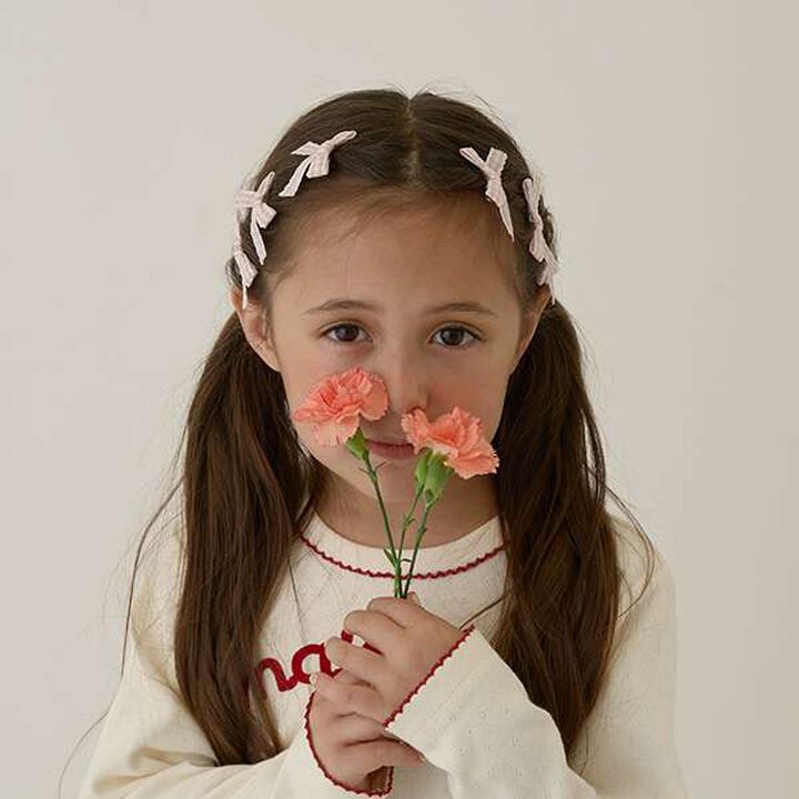 Check Ribbon Mini Hair Clips 6P Set,Black, medium image number 14