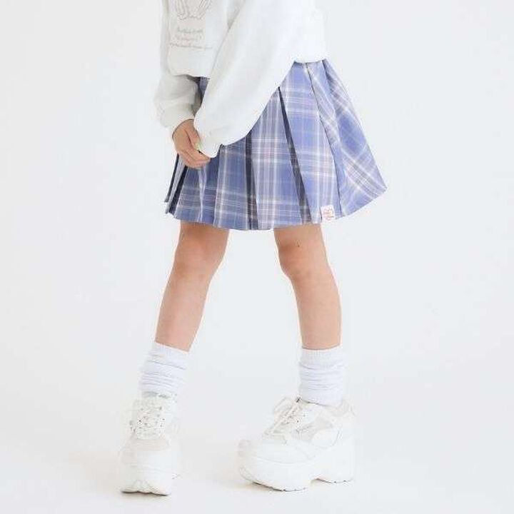 [Easy Care] Checkered Front Pleated Skirt,Black, medium image number 9