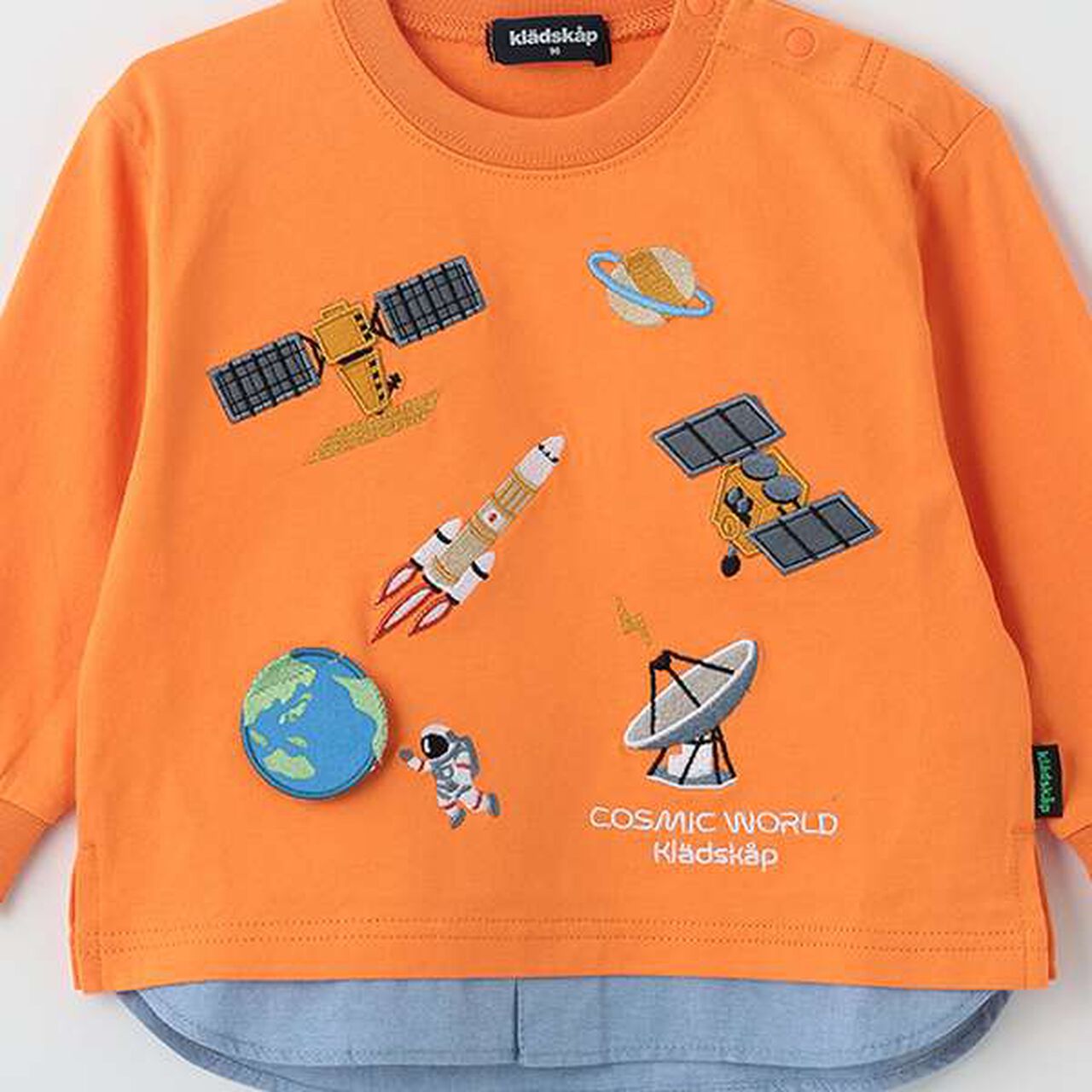 Long-Sleeve T-Shirt with Contrast Hem [JAXA LABEL],Orange, large image number 5