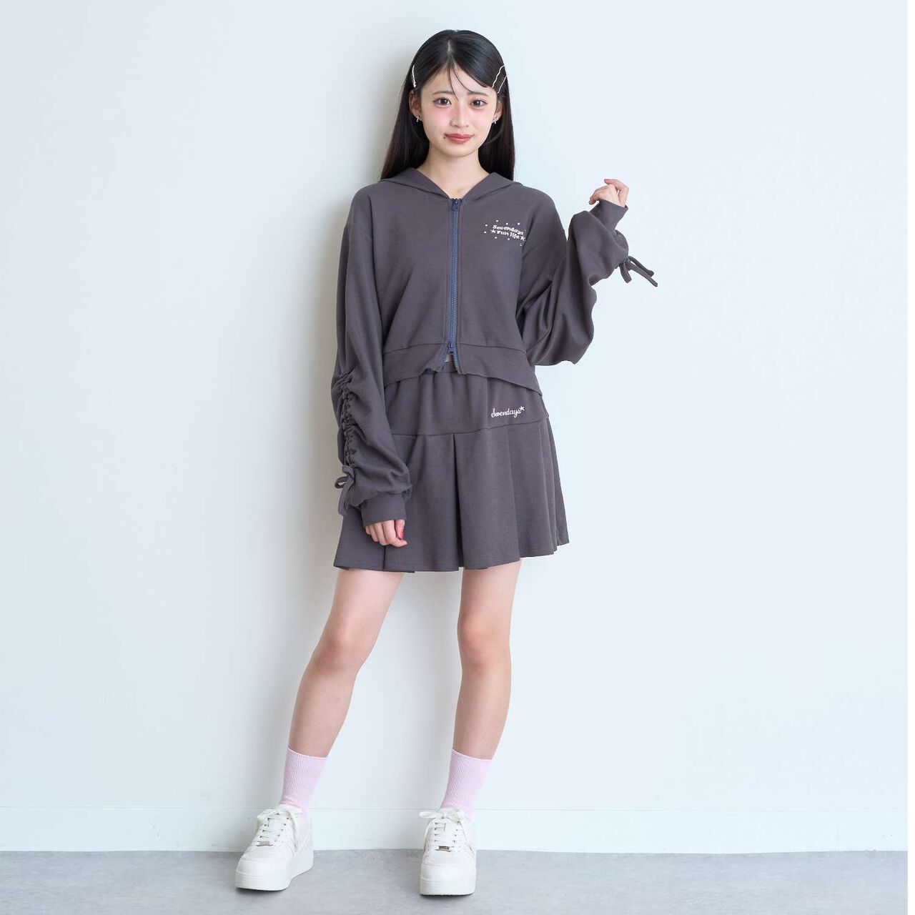 [7days] Cut Pleated Skirt-Pants,Pink, large image number 8