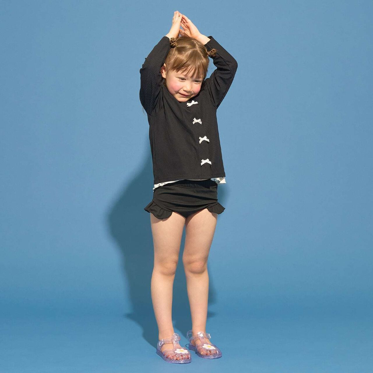 [SWIM] [UV Protection] Rash Guard Cardigan with Ribbon,Sax blue, large image number 16