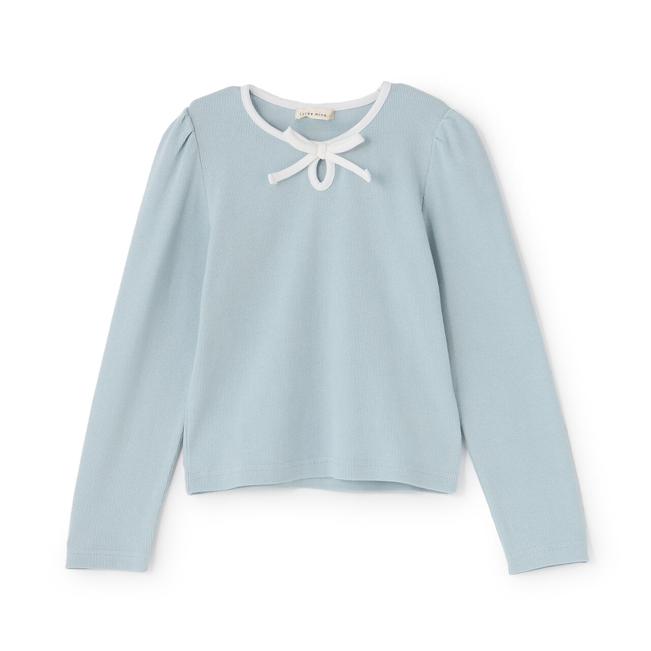 [Mini Length] Bi-Color Ribbon Ribbed Top,Blue gray, large image number 17