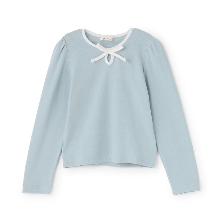 [Mini Length] Bi-Color Ribbon Ribbed Top,Blue gray, medium image number 17