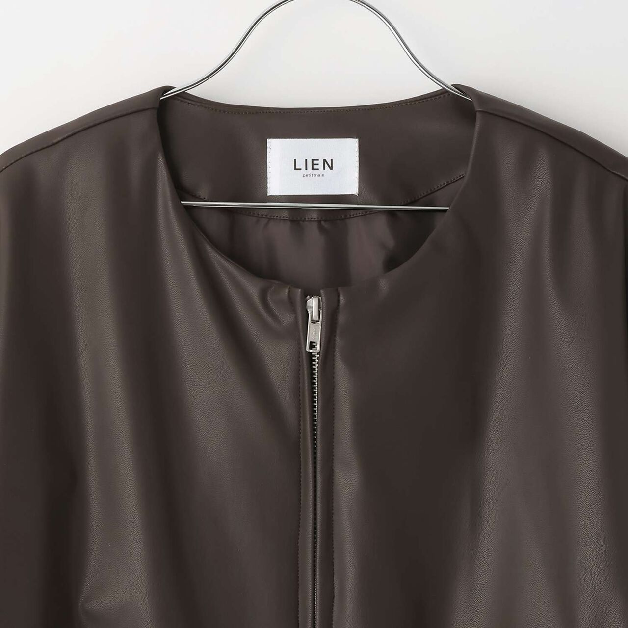 [Parent-Child Matching] Faux Leather Padded Blouson,Brown, large image number 10