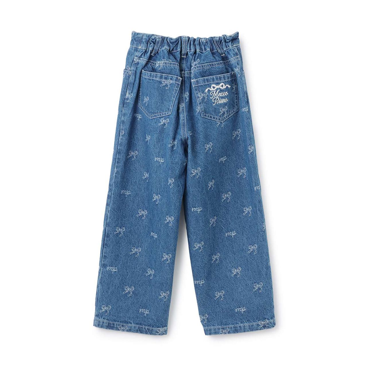 Ribbon Jacquard Denim Wide Pants,Gray, large image number 5