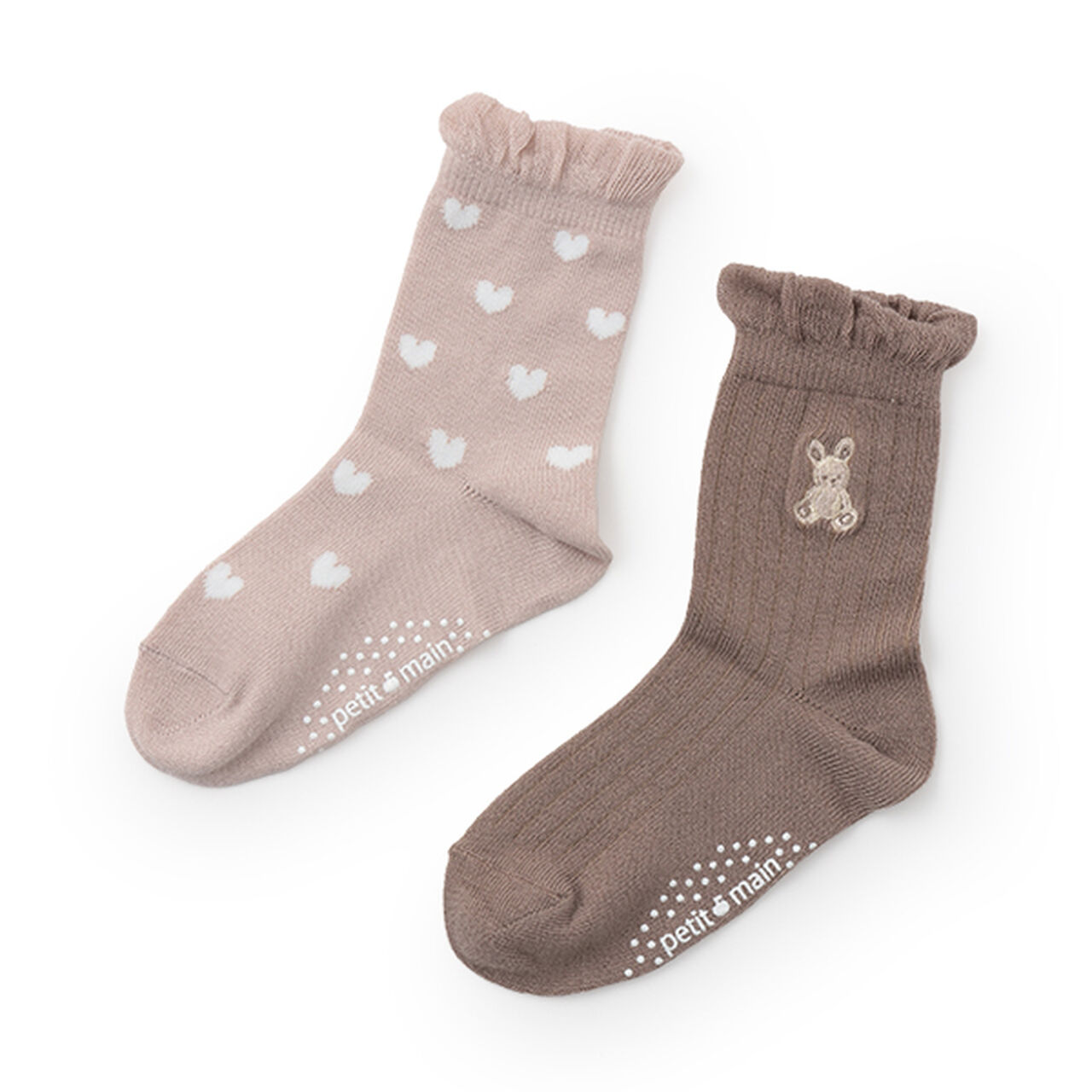 Rabbit & Heart Crew Socks 2P,Ivory, large image number 9