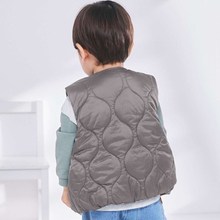 [Water-Repellent] Quilted Vest,Charcoal gray, medium image number 5