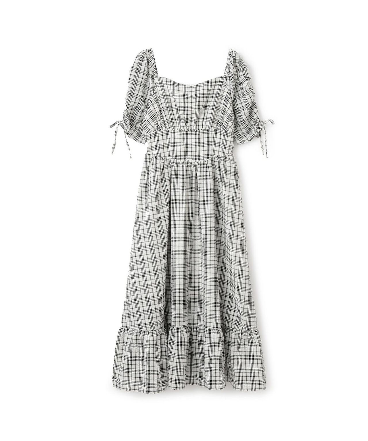 Shirred Sleeve One-Piece Dress [Korean Fashion],Off white, large image number 6