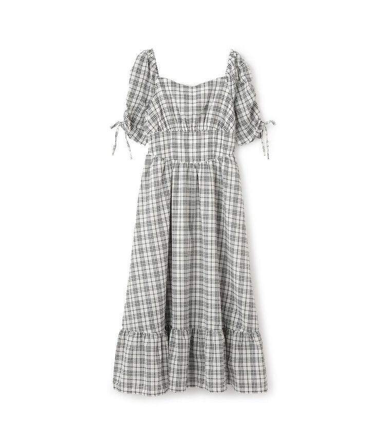 Shirred Sleeve One-Piece Dress [Korean Fashion],Off white, medium image number 6