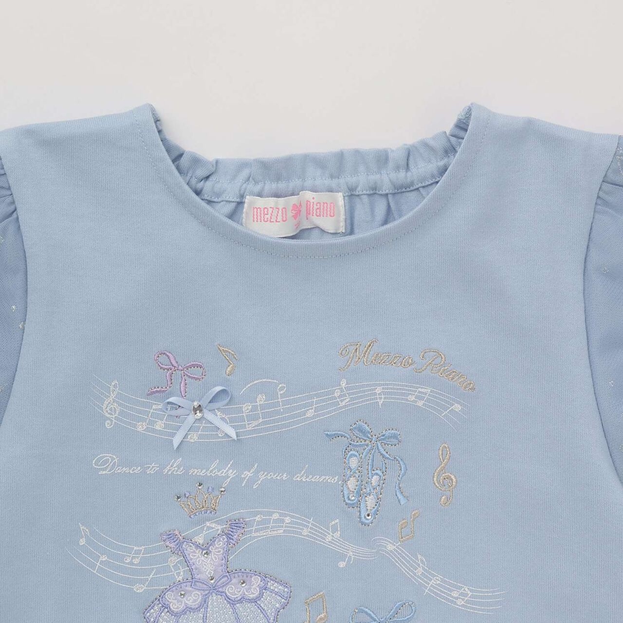 Ballet & Music Note Puff Sleeve T-Shirt,Lavender, large image number 6