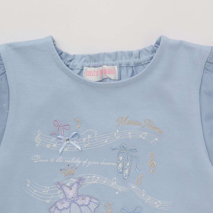 Ballet & Music Note Puff Sleeve T-Shirt,Lavender, medium image number 6