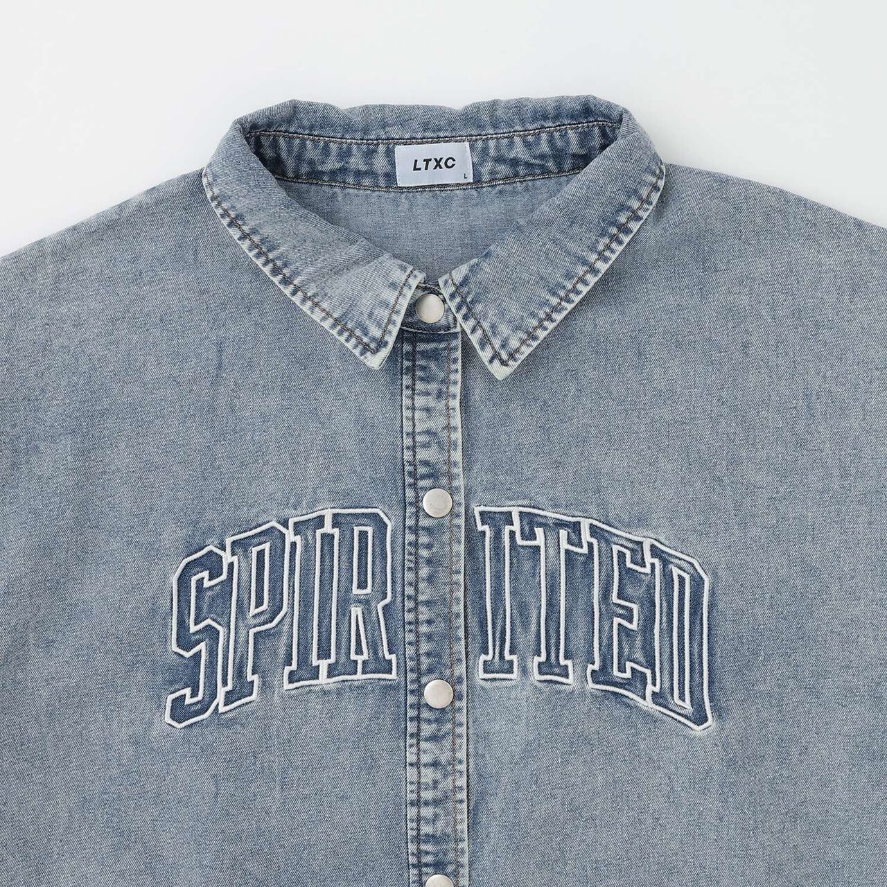 [LTXC/Cool Touch] Denim Loose Tunic Shirt Dress,Gray, large image number 9