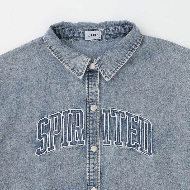 [LTXC/Cool Touch] Denim Loose Tunic Shirt Dress,Gray, medium image number 9