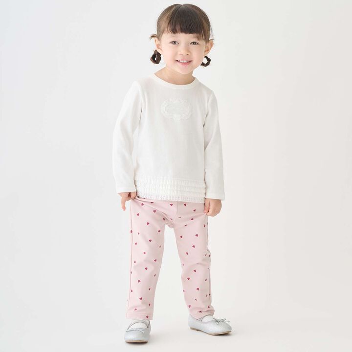 Organic Lace Frill Long-Sleeve T-Shirt,Navy, medium image number 1