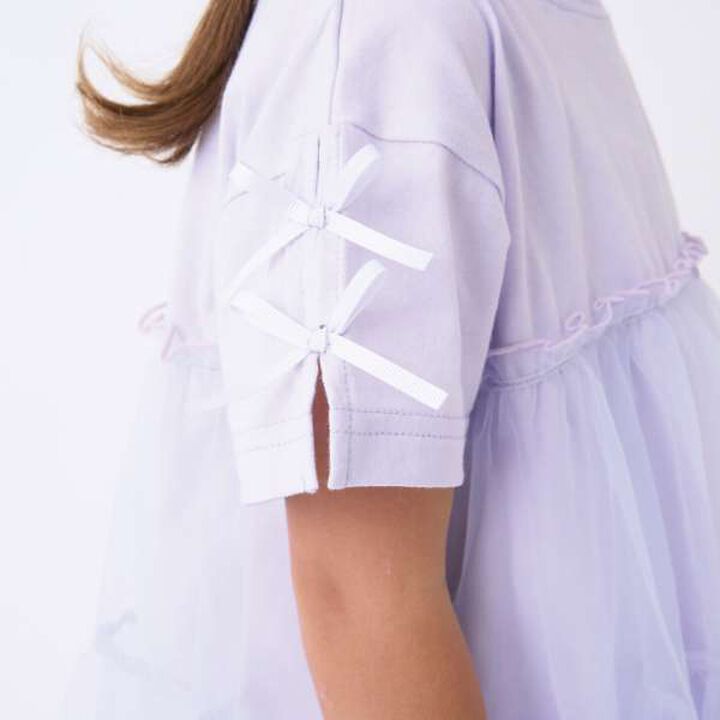 [Cool Touch] Tiered Tulle T-Shirt Dress,Black, medium image number 4