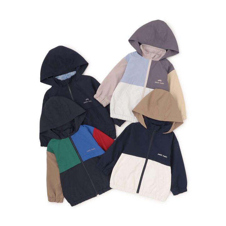 Water-Repellent Color Block Windbreaker,Navy, medium image number 19