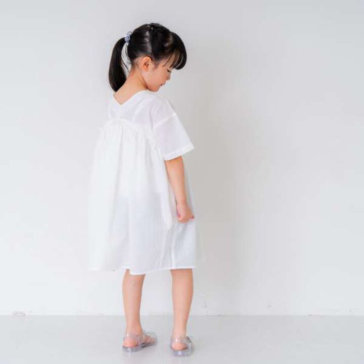 Boiled Gathered One-Piece Dress,Off white, medium image number 12