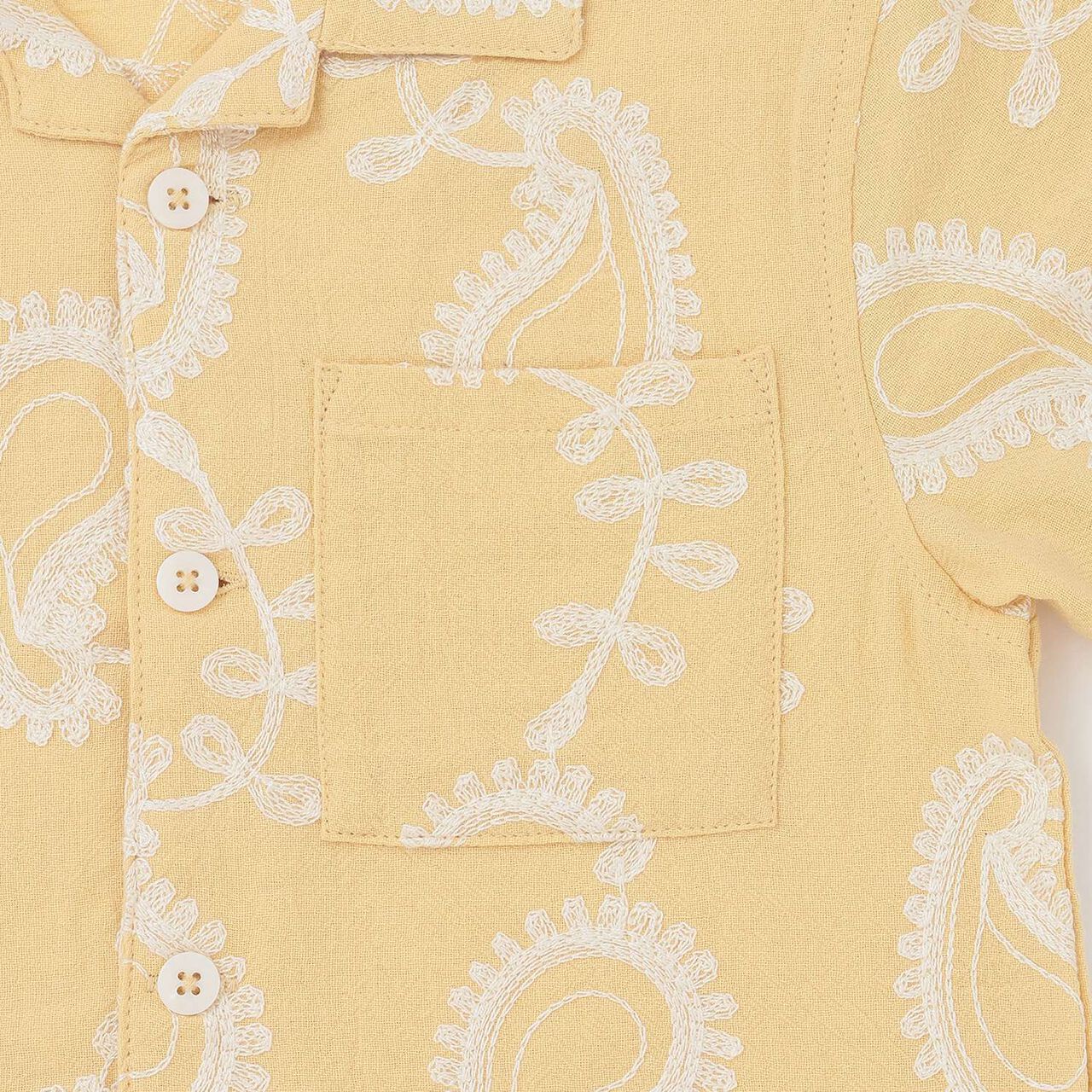 連結款佩斯利刺繡開領襯衫,奶油色, large image number 9