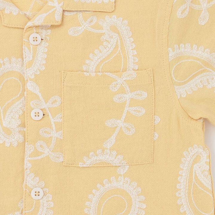 連結款佩斯利刺繡開領襯衫,奶油色, medium image number 9