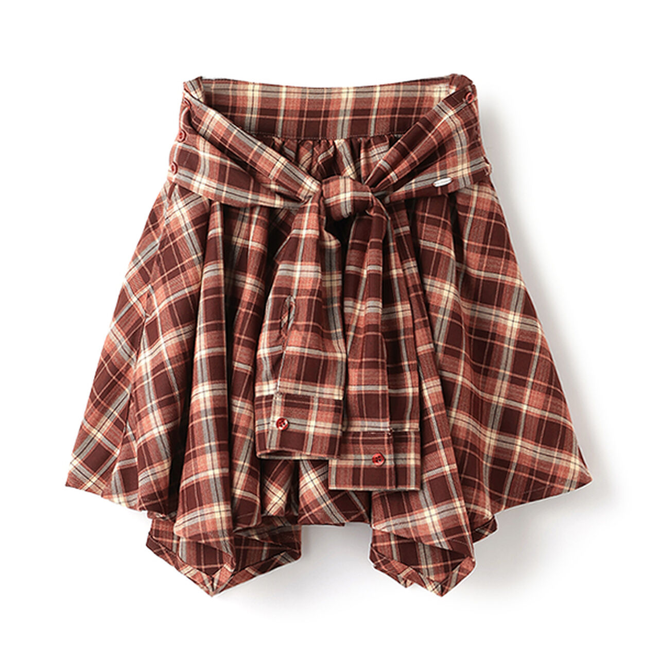 Knot Shirt Style Skirt with Shorts,Black, large image number 10