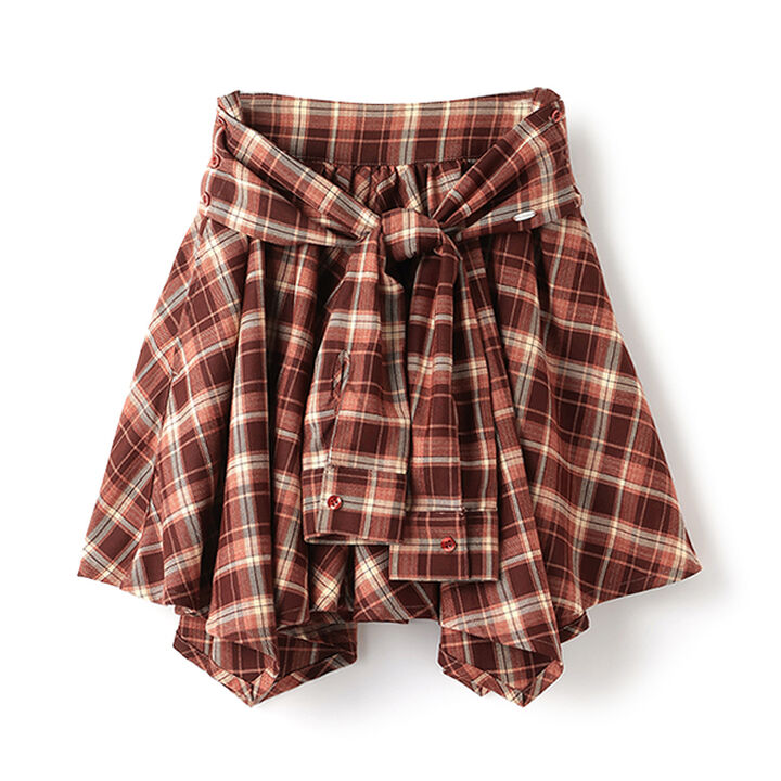 Knot Shirt Style Skirt with Shorts,Black, medium image number 10