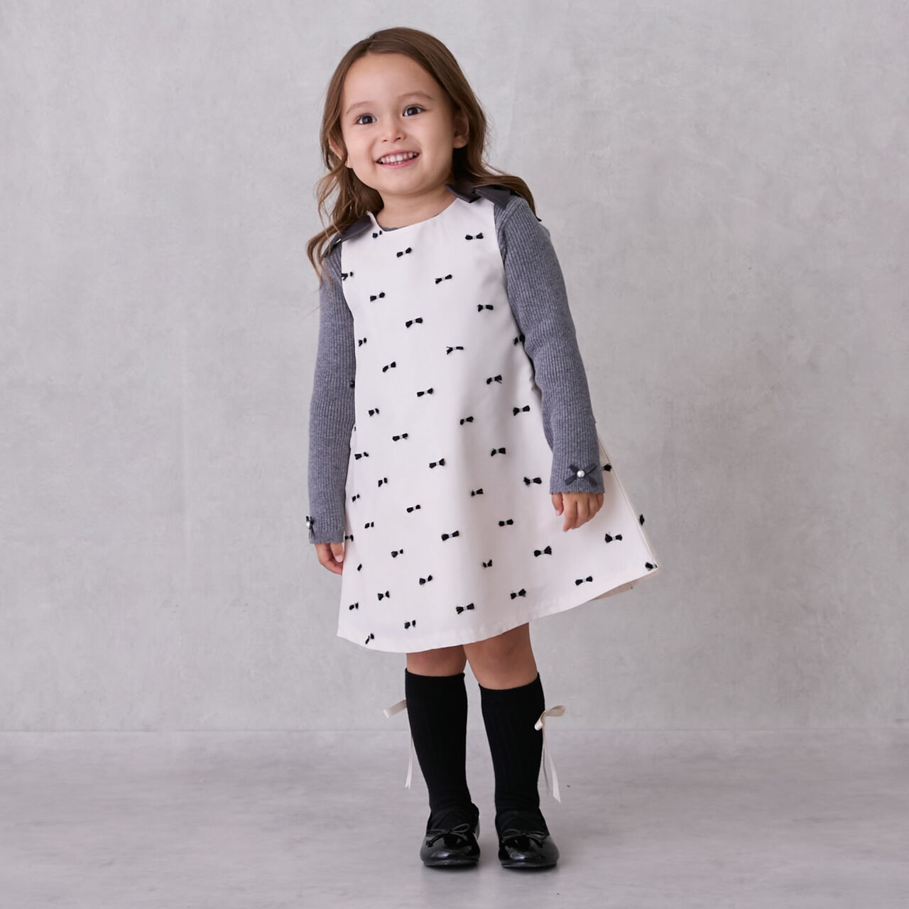 Link Shoulder Ribbon Jumper Skirt,Light beige, large image number 0